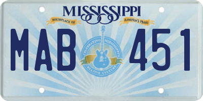 MS license plate MAB451