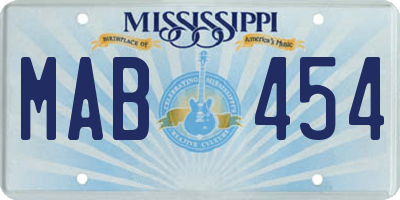 MS license plate MAB454