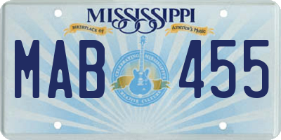 MS license plate MAB455