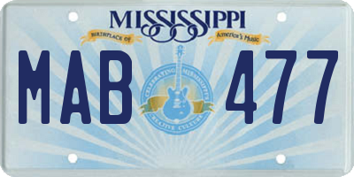 MS license plate MAB477