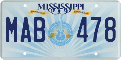 MS license plate MAB478