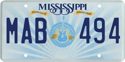 MS license plate MAB494