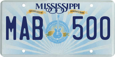 MS license plate MAB500