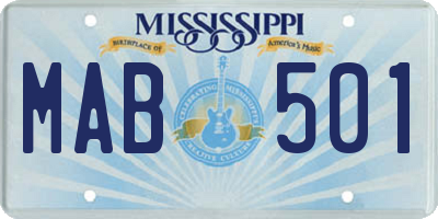 MS license plate MAB501