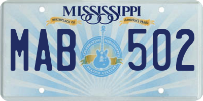 MS license plate MAB502