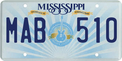 MS license plate MAB510