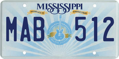 MS license plate MAB512