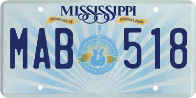 MS license plate MAB518