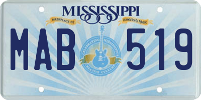 MS license plate MAB519