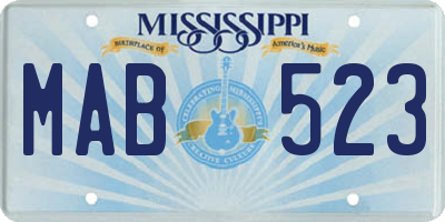 MS license plate MAB523