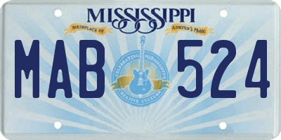 MS license plate MAB524