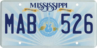 MS license plate MAB526