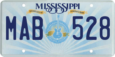 MS license plate MAB528