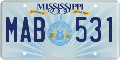 MS license plate MAB531