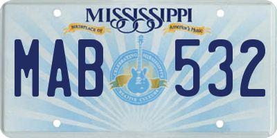 MS license plate MAB532