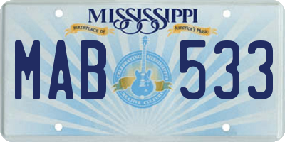 MS license plate MAB533