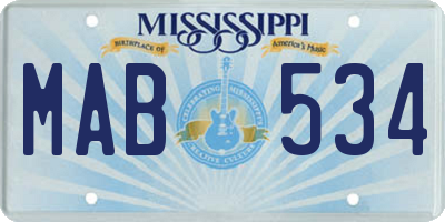 MS license plate MAB534