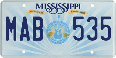 MS license plate MAB535