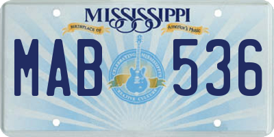 MS license plate MAB536