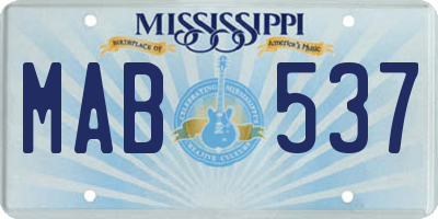 MS license plate MAB537