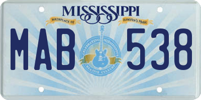 MS license plate MAB538