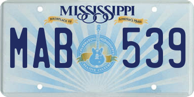 MS license plate MAB539