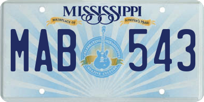 MS license plate MAB543