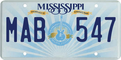 MS license plate MAB547