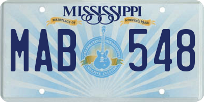 MS license plate MAB548