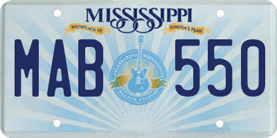 MS license plate MAB550