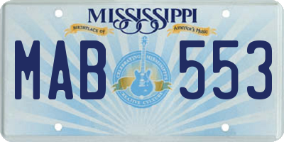 MS license plate MAB553
