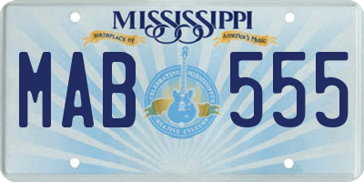 MS license plate MAB555