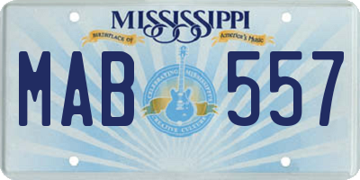 MS license plate MAB557
