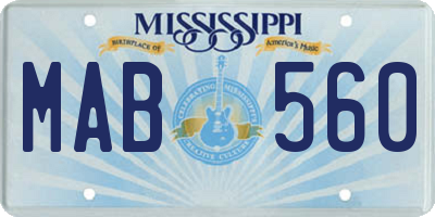 MS license plate MAB560