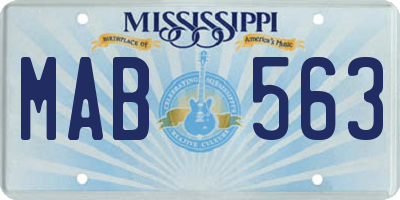 MS license plate MAB563