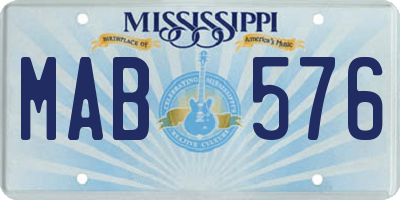 MS license plate MAB576