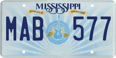 MS license plate MAB577