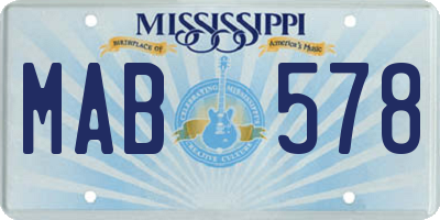 MS license plate MAB578