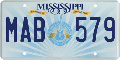MS license plate MAB579
