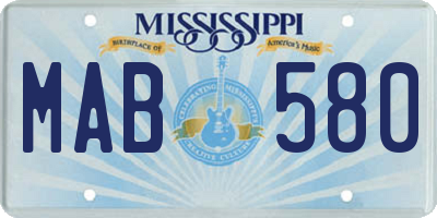 MS license plate MAB580