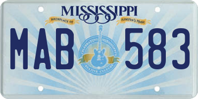 MS license plate MAB583