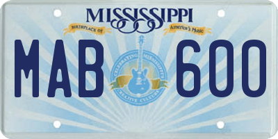 MS license plate MAB600