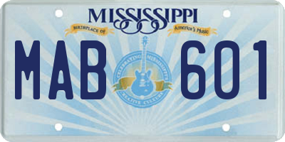 MS license plate MAB601