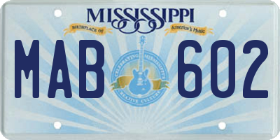 MS license plate MAB602