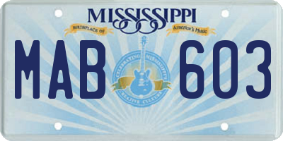 MS license plate MAB603