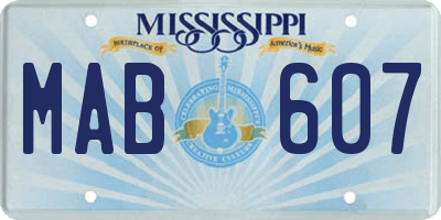 MS license plate MAB607