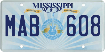 MS license plate MAB608