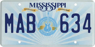MS license plate MAB634