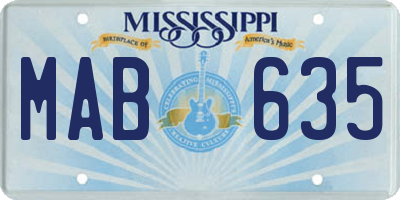 MS license plate MAB635