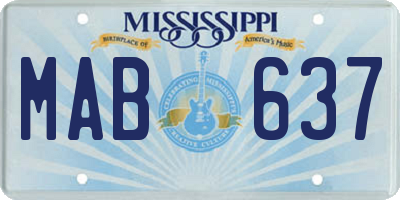 MS license plate MAB637